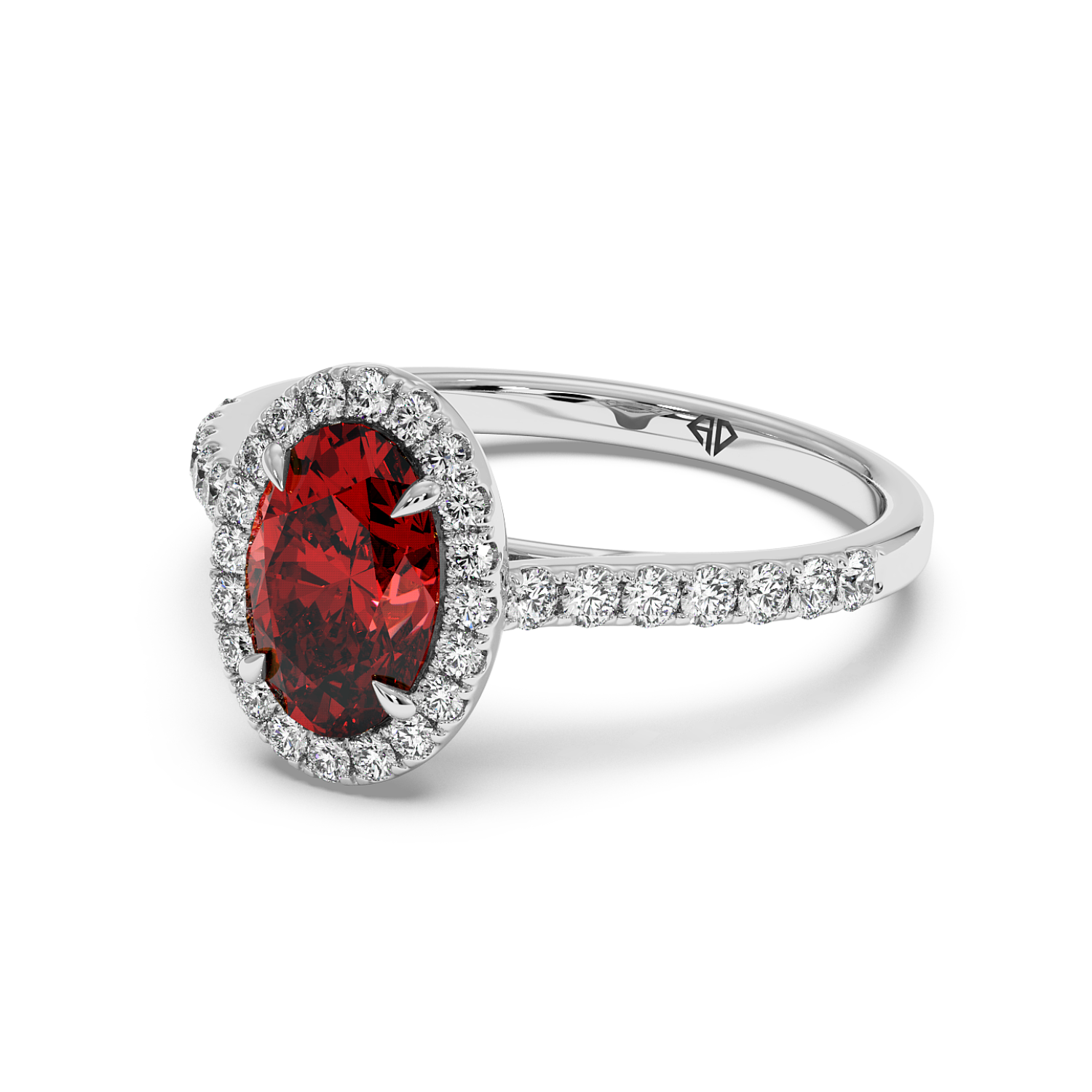 18K White Gold Marilyn Diamond Shoulder Hidden Halo Engagement Ring