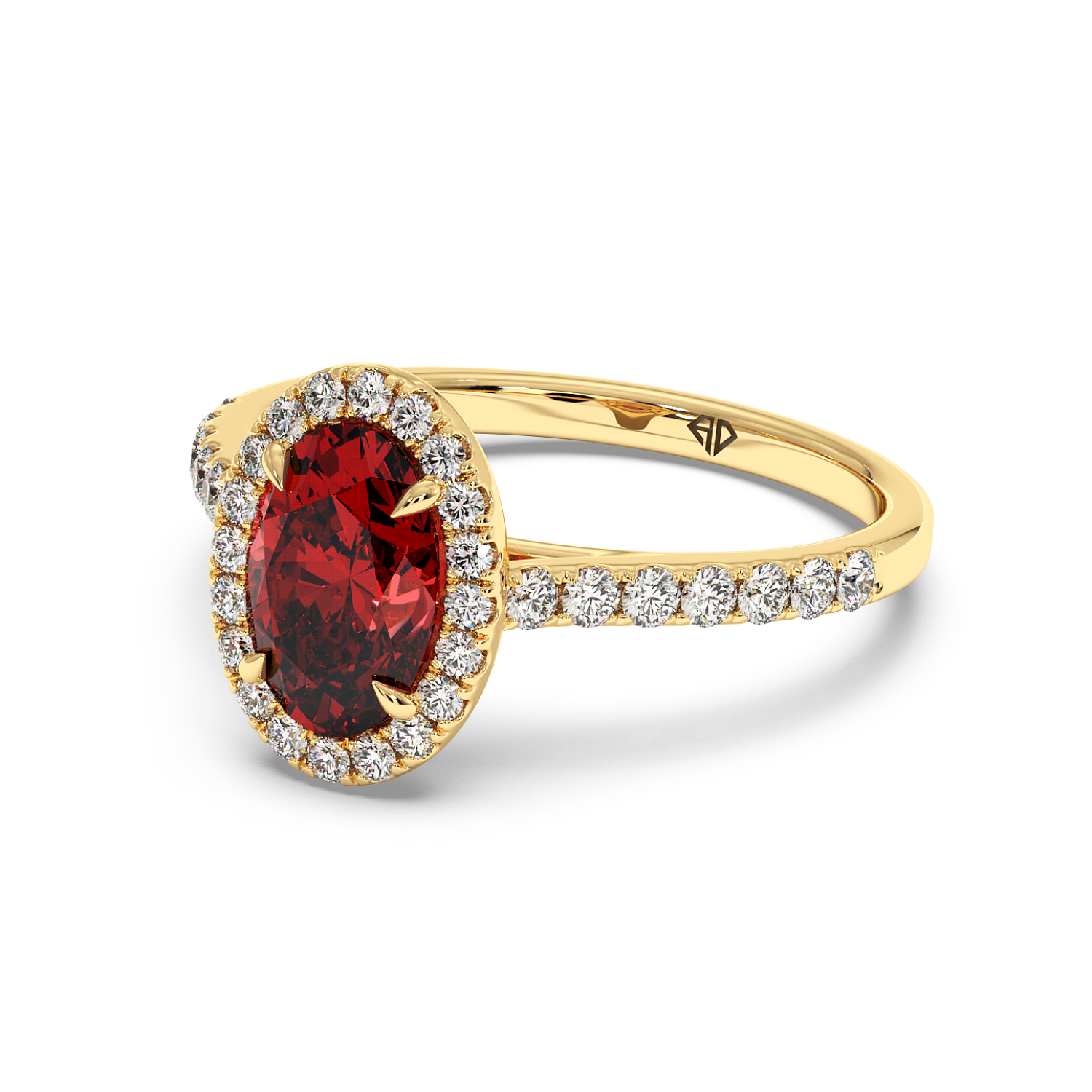 18K Yellow Gold Marilyn Diamond Shoulder Hidden Halo Engagement Ring