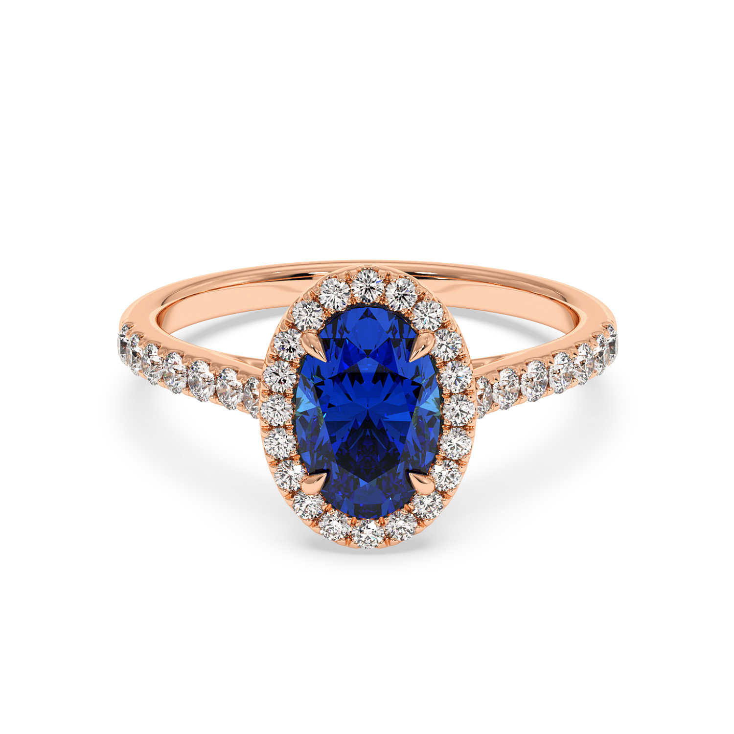 18K Rose Gold Marilyn Diamond Shoulder Hidden Halo Engagement Ring