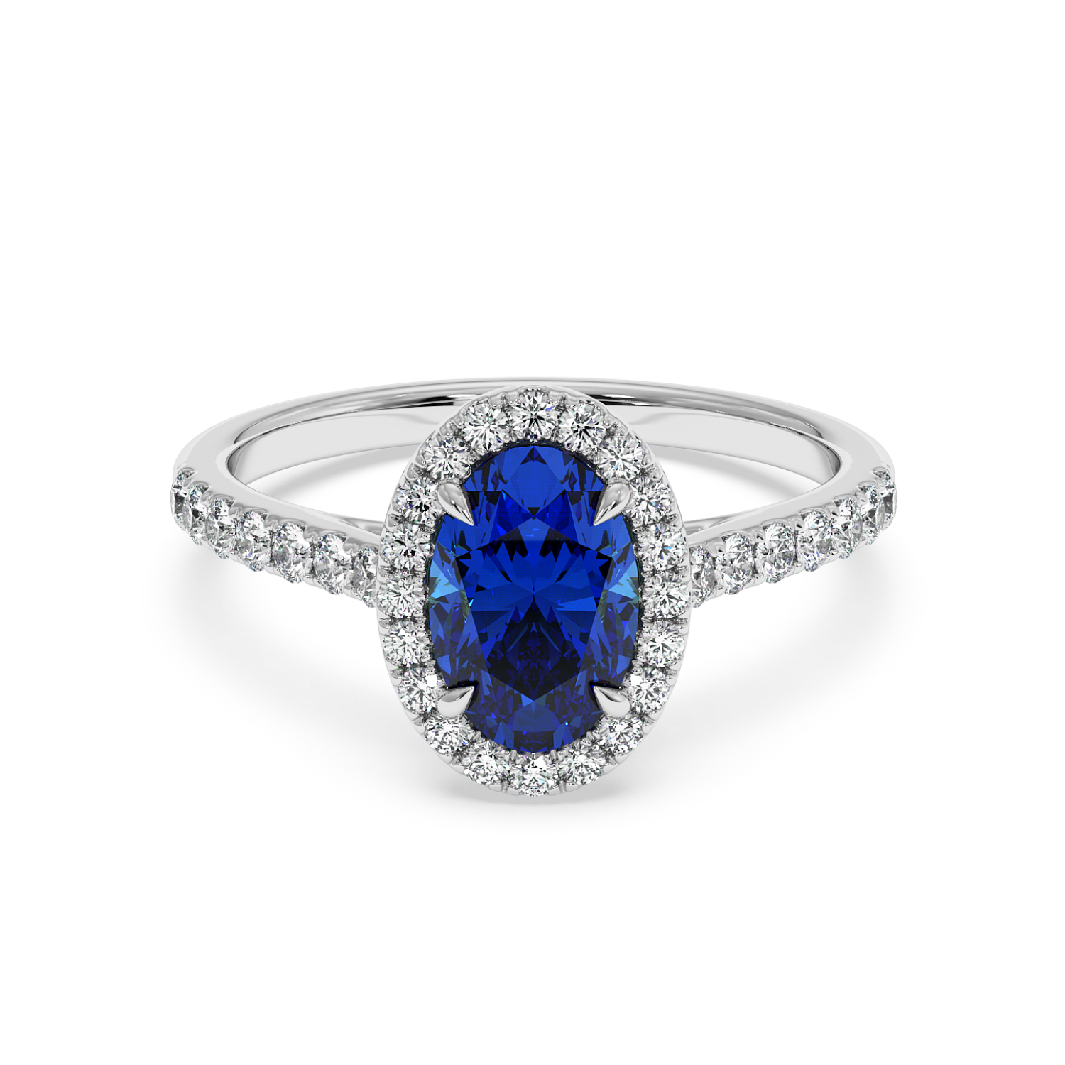 18K White Gold Marilyn Diamond Shoulder Hidden Halo Engagement Ring