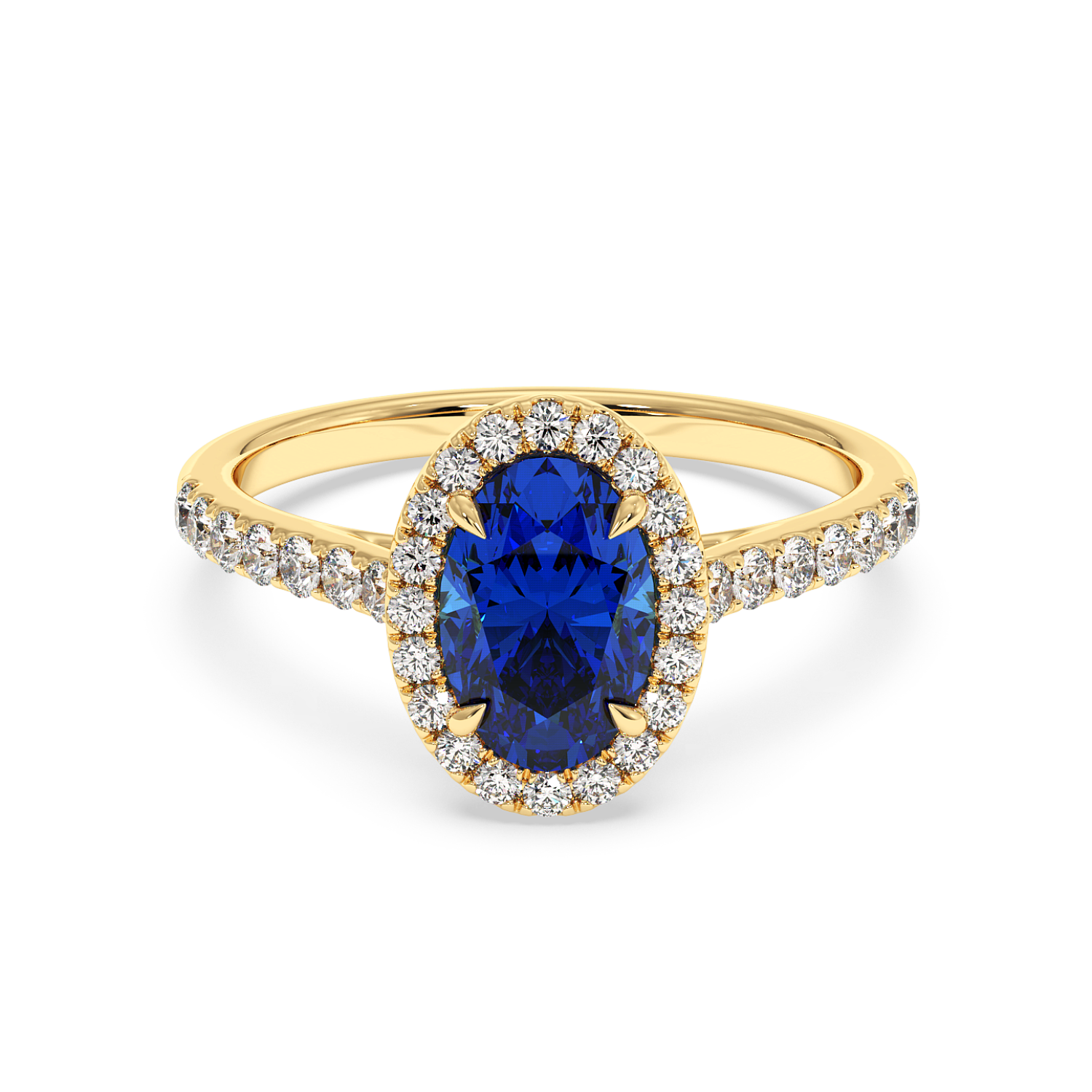 18K Yellow Gold Marilyn Diamond Shoulder Hidden Halo Engagement Ring