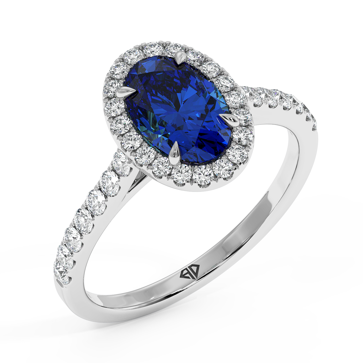 18K White Gold Marilyn Diamond Shoulder Hidden Halo Engagement Ring