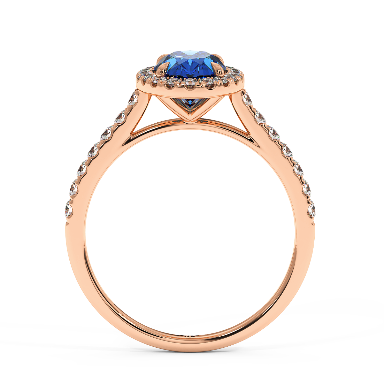 18K Rose Gold Marilyn Diamond Shoulder Hidden Halo Engagement Ring
