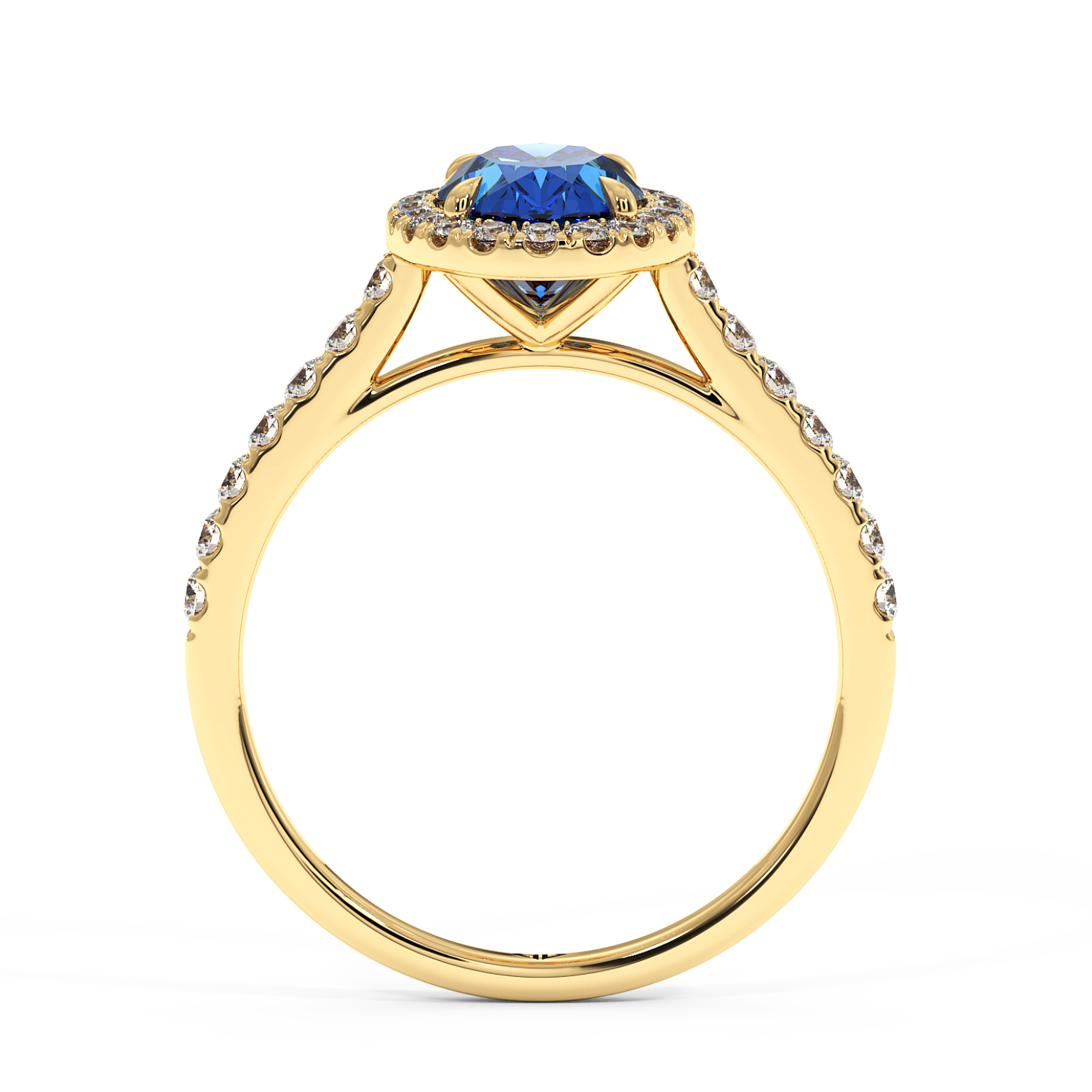 18K Yellow Gold Marilyn Diamond Shoulder Hidden Halo Engagement Ring