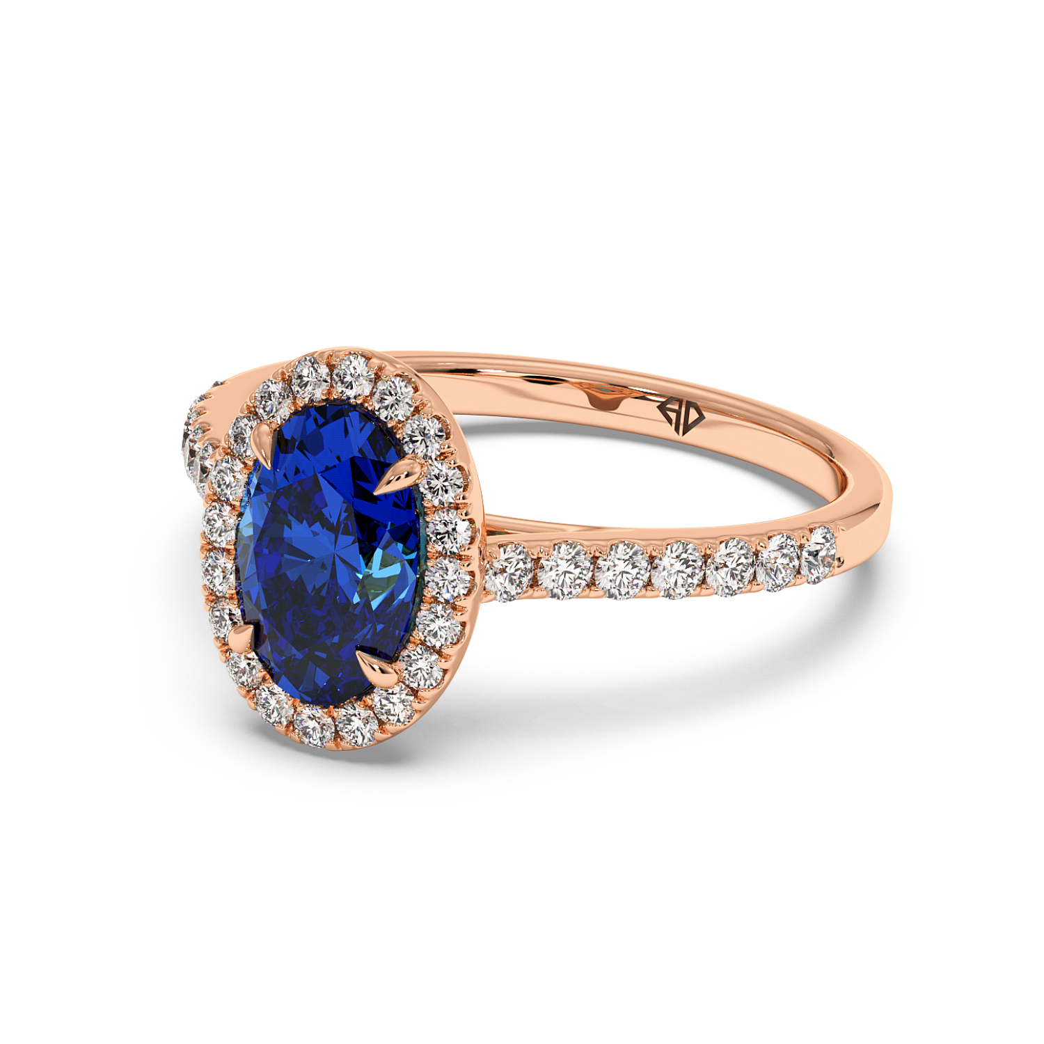 18K Rose Gold Marilyn Diamond Shoulder Hidden Halo Engagement Ring