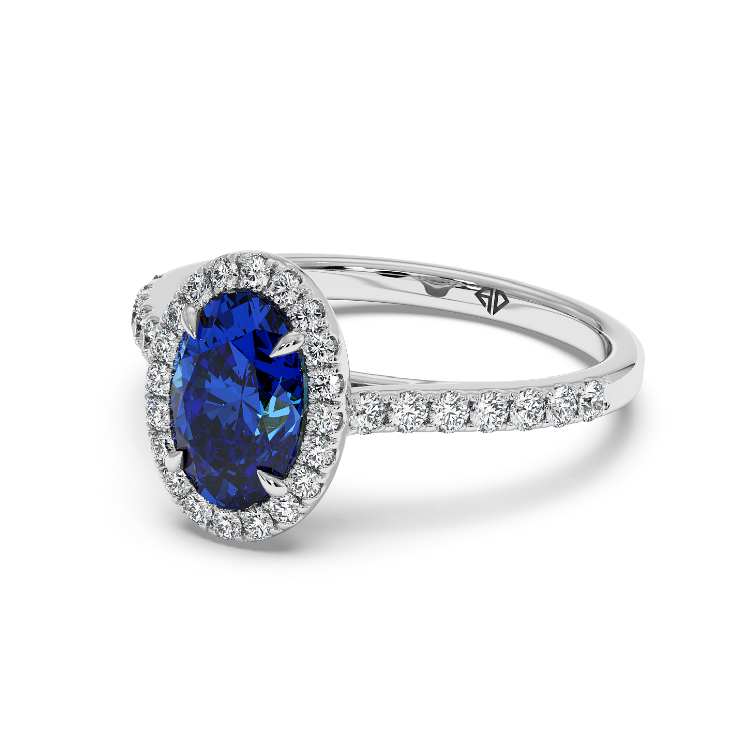 18K White Gold Marilyn Diamond Shoulder Hidden Halo Engagement Ring