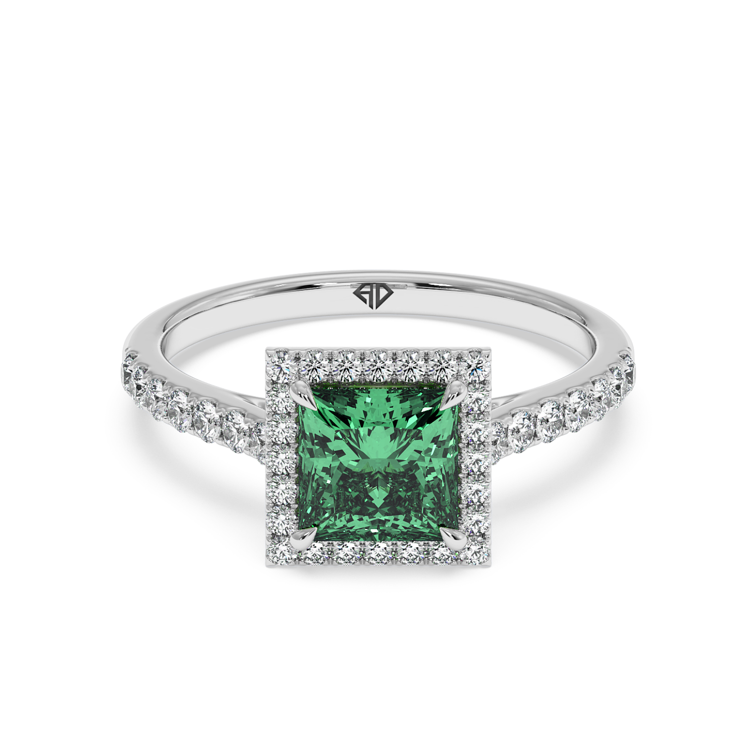 Platinum Marilyn Diamond Shoulder Hidden Halo Engagement Ring