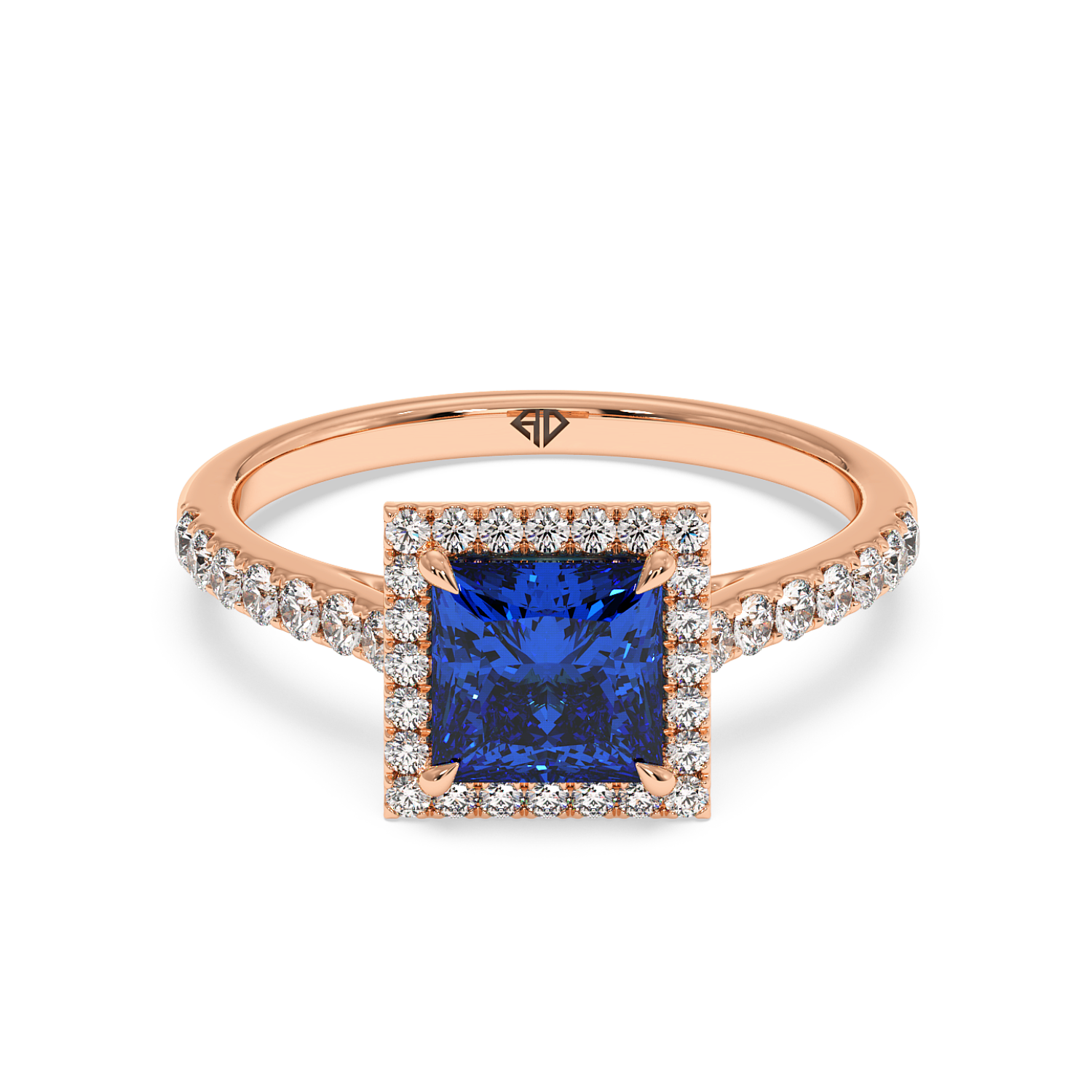 18K Rose Gold Marilyn Diamond Shoulder Hidden Halo Engagement Ring