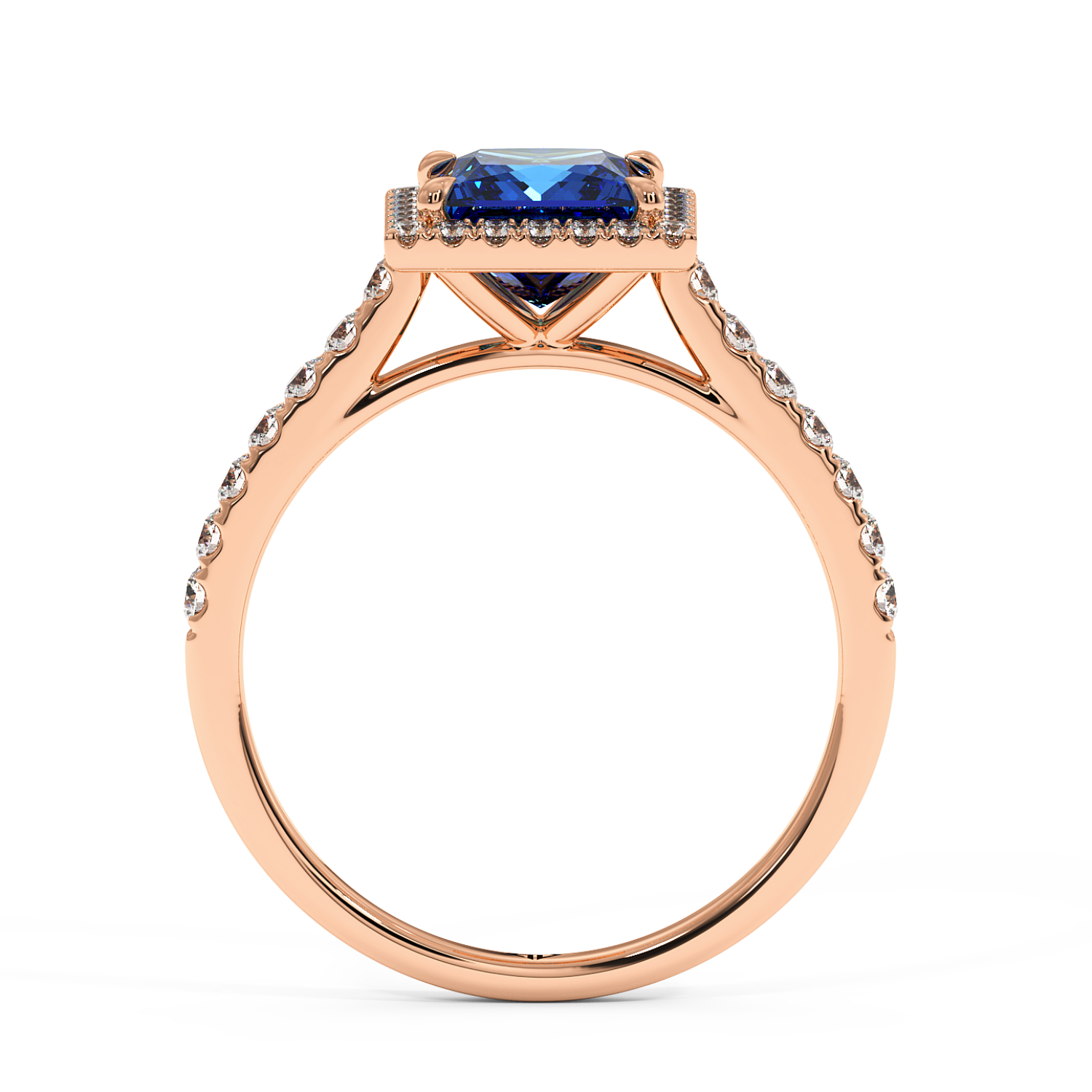 18K Rose Gold Marilyn Diamond Shoulder Hidden Halo Engagement Ring
