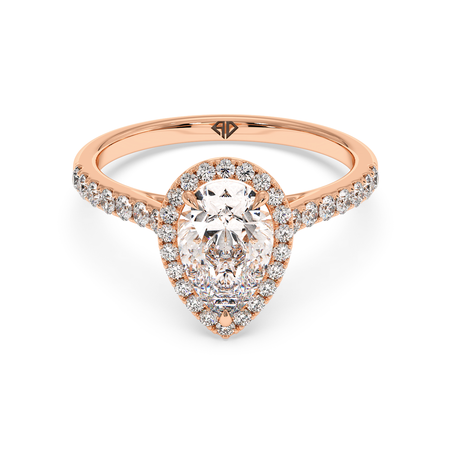 18K Rose Gold Marilyn Diamond Shoulder Hidden Halo Engagement Ring