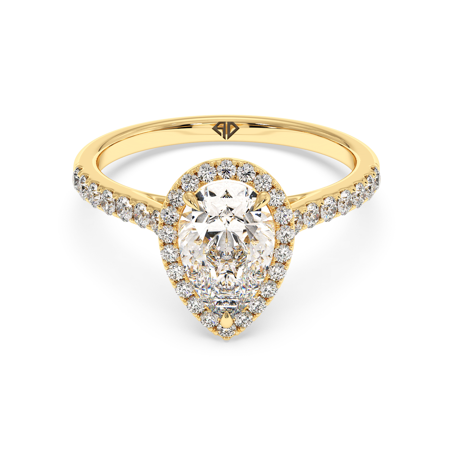 18K Yellow Gold Marilyn Diamond Shoulder Hidden Halo Engagement Ring