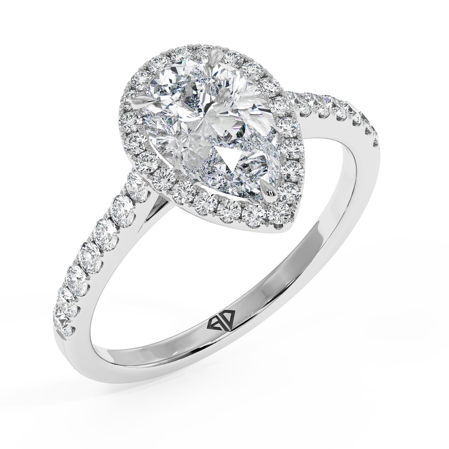18K White Gold Marilyn Diamond Shoulder Hidden Halo Engagement Ring