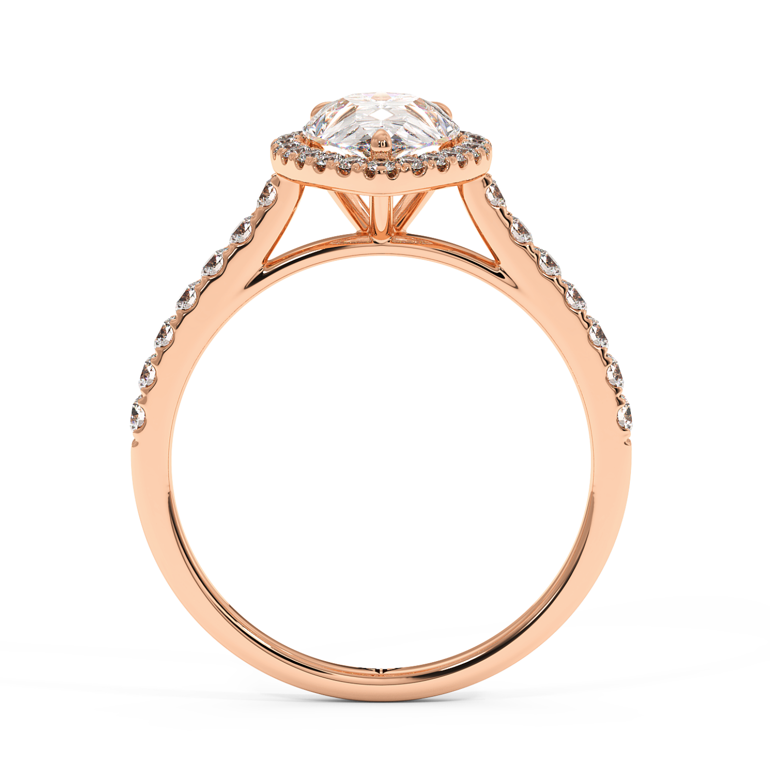 18K Rose Gold Marilyn Diamond Shoulder Hidden Halo Engagement Ring