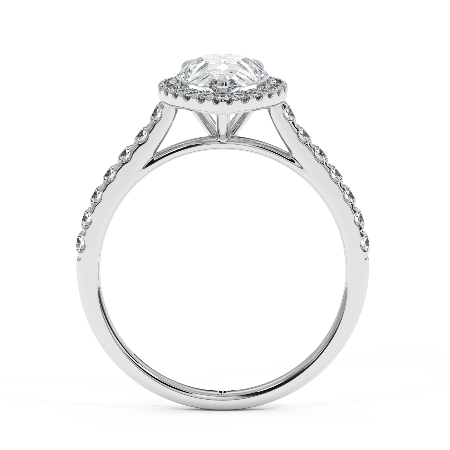 18K White Gold Marilyn Diamond Shoulder Hidden Halo Engagement Ring
