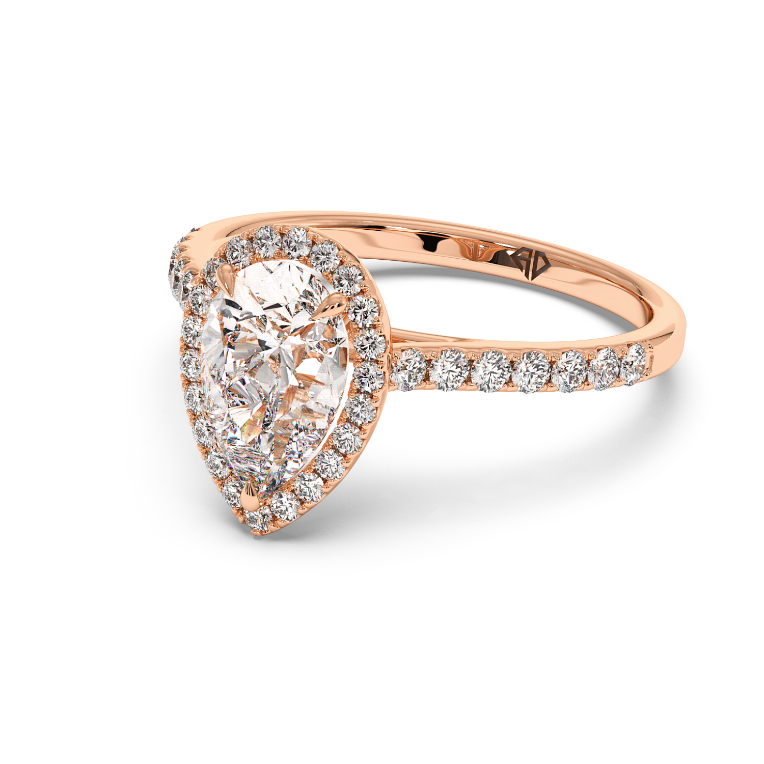 18K Rose Gold Marilyn Diamond Shoulder Hidden Halo Engagement Ring