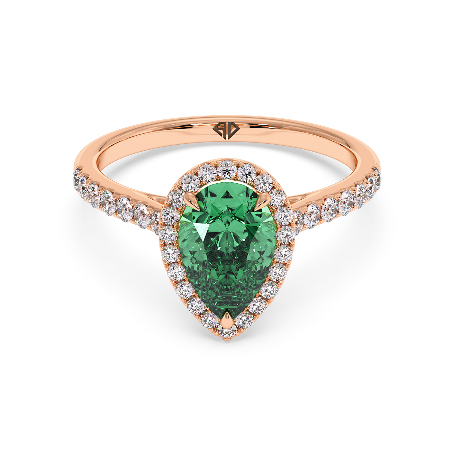 18K Rose Gold Marilyn Diamond Shoulder Hidden Halo Engagement Ring