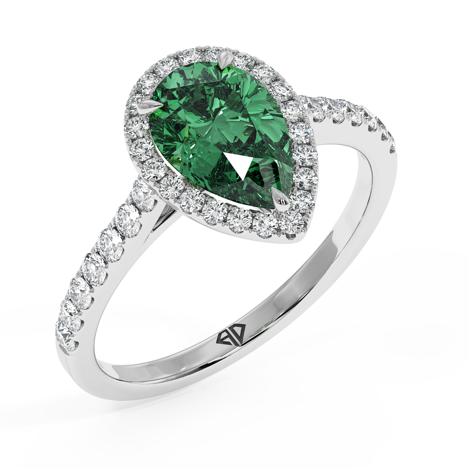 Platinum Marilyn Diamond Shoulder Hidden Halo Engagement Ring