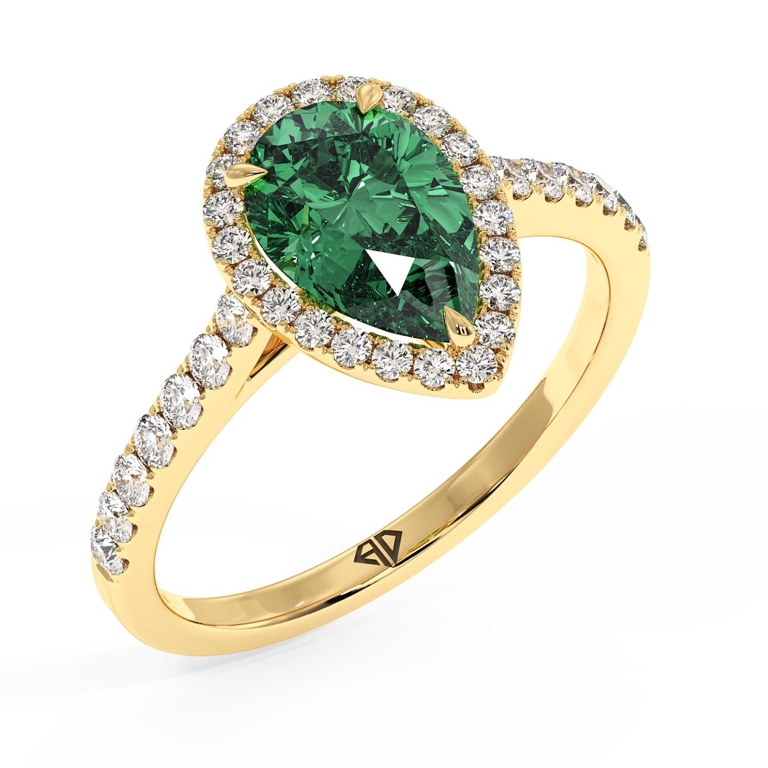 18K Yellow Gold Marilyn Diamond Shoulder Hidden Halo Engagement Ring