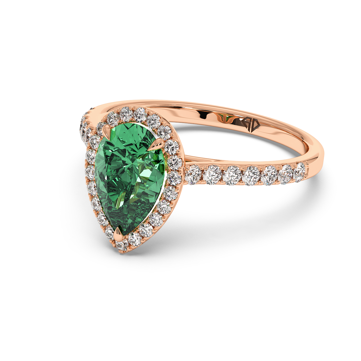 18K Rose Gold Marilyn Diamond Shoulder Hidden Halo Engagement Ring