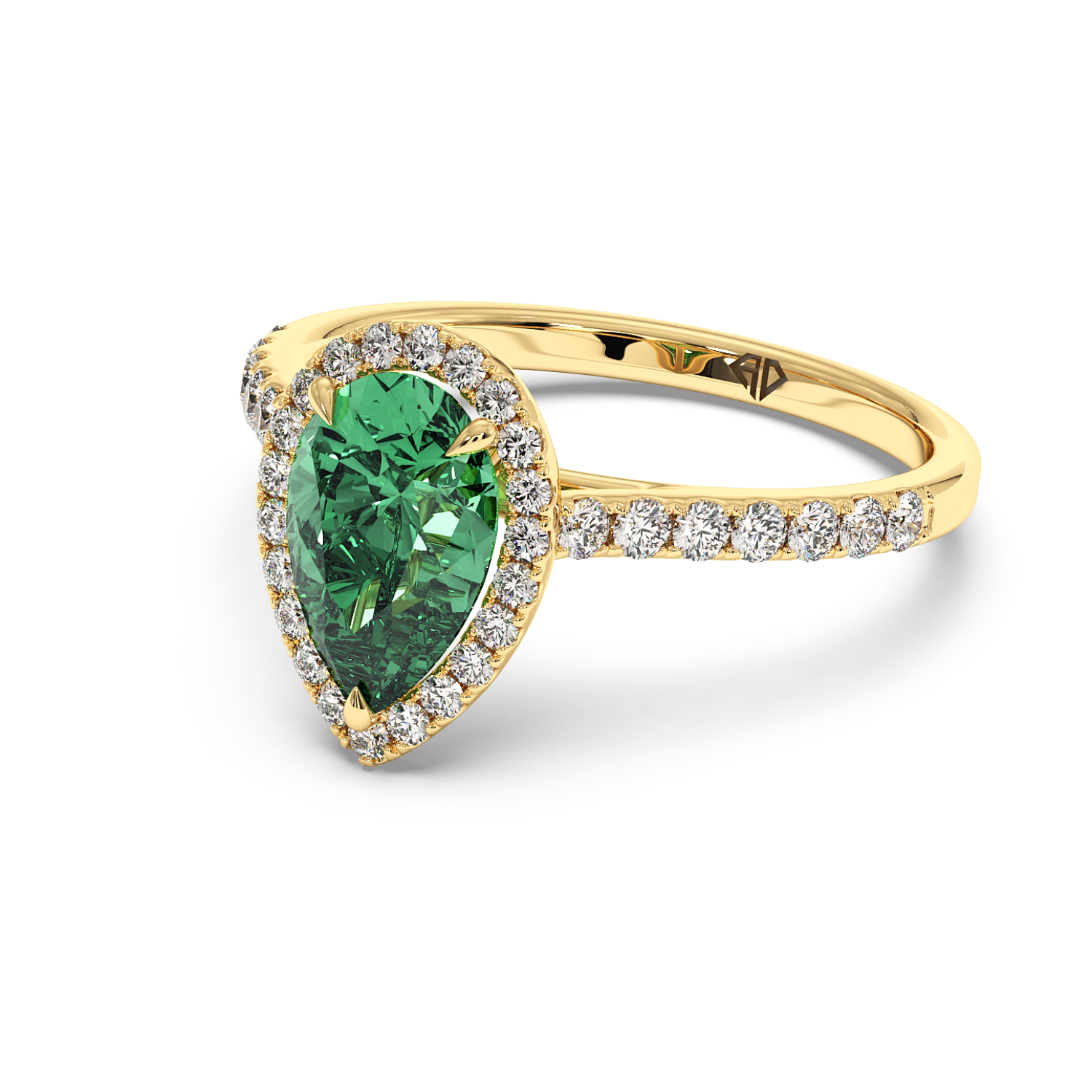 18K Yellow Gold Marilyn Diamond Shoulder Hidden Halo Engagement Ring