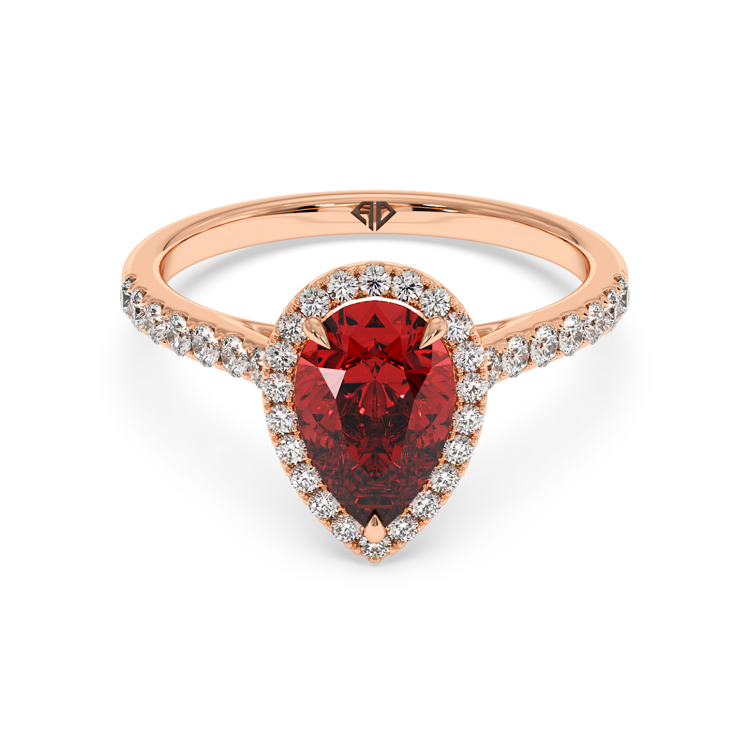 18K Rose Gold Marilyn Diamond Shoulder Hidden Halo Engagement Ring