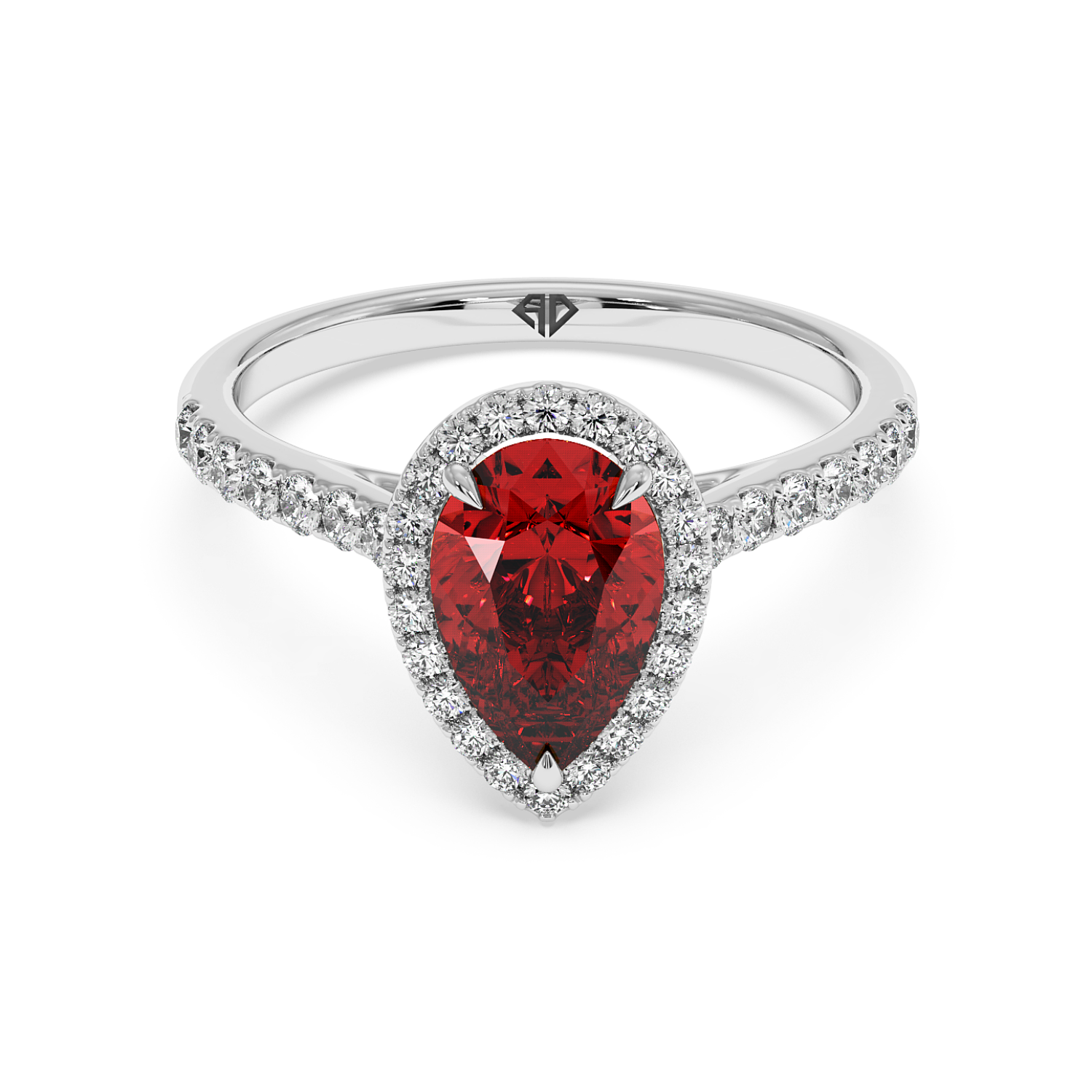 18K White Gold Marilyn Diamond Shoulder Hidden Halo Engagement Ring