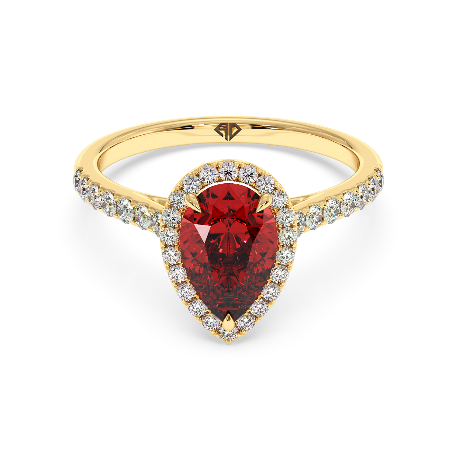 18K Yellow Gold Marilyn Diamond Shoulder Hidden Halo Engagement Ring