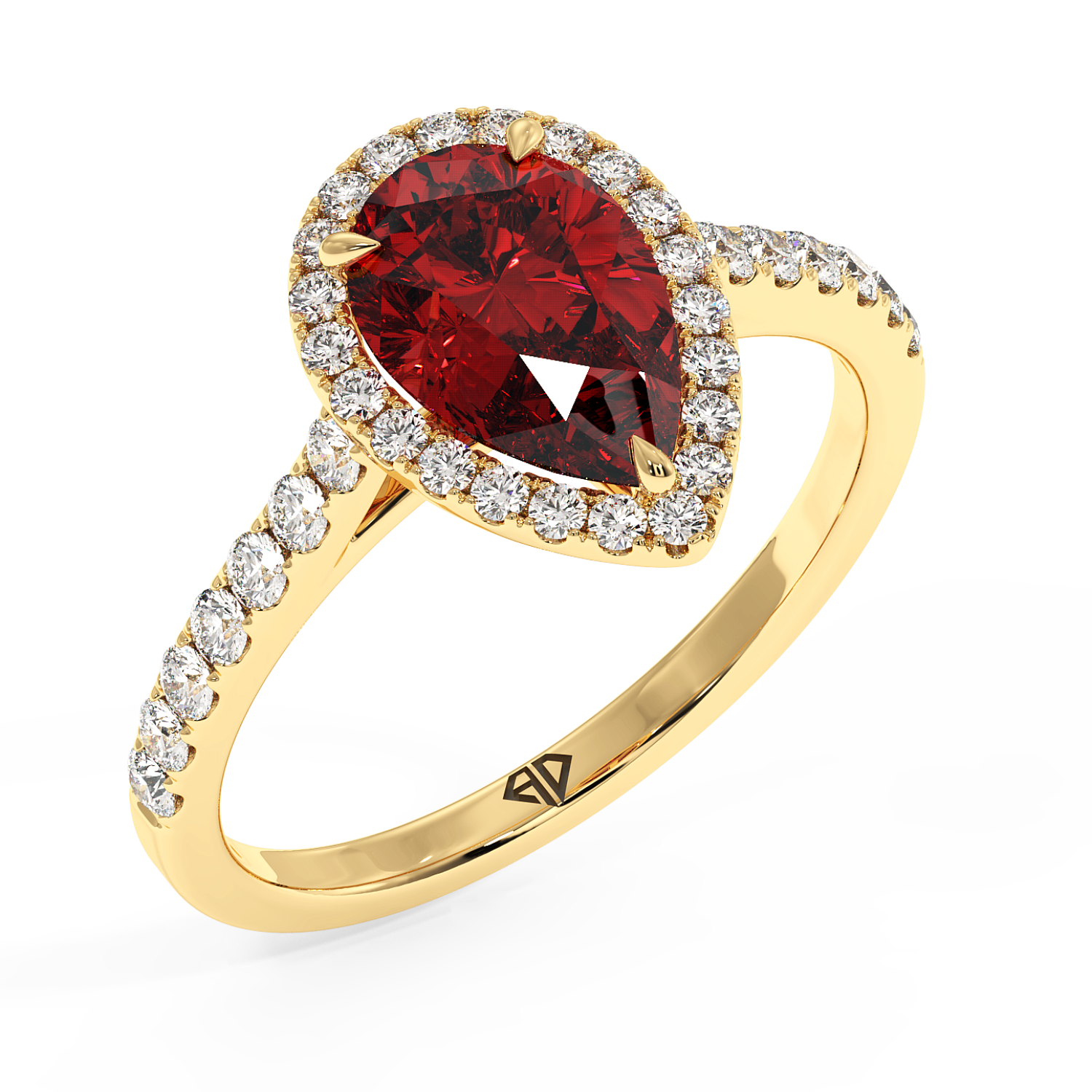 18K Yellow Gold Marilyn Diamond Shoulder Hidden Halo Engagement Ring