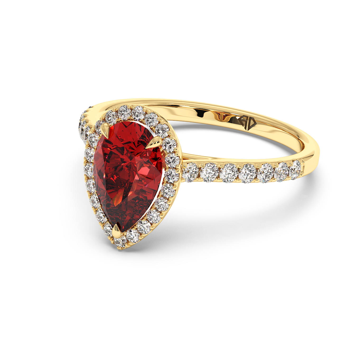 18K Yellow Gold Marilyn Diamond Shoulder Hidden Halo Engagement Ring