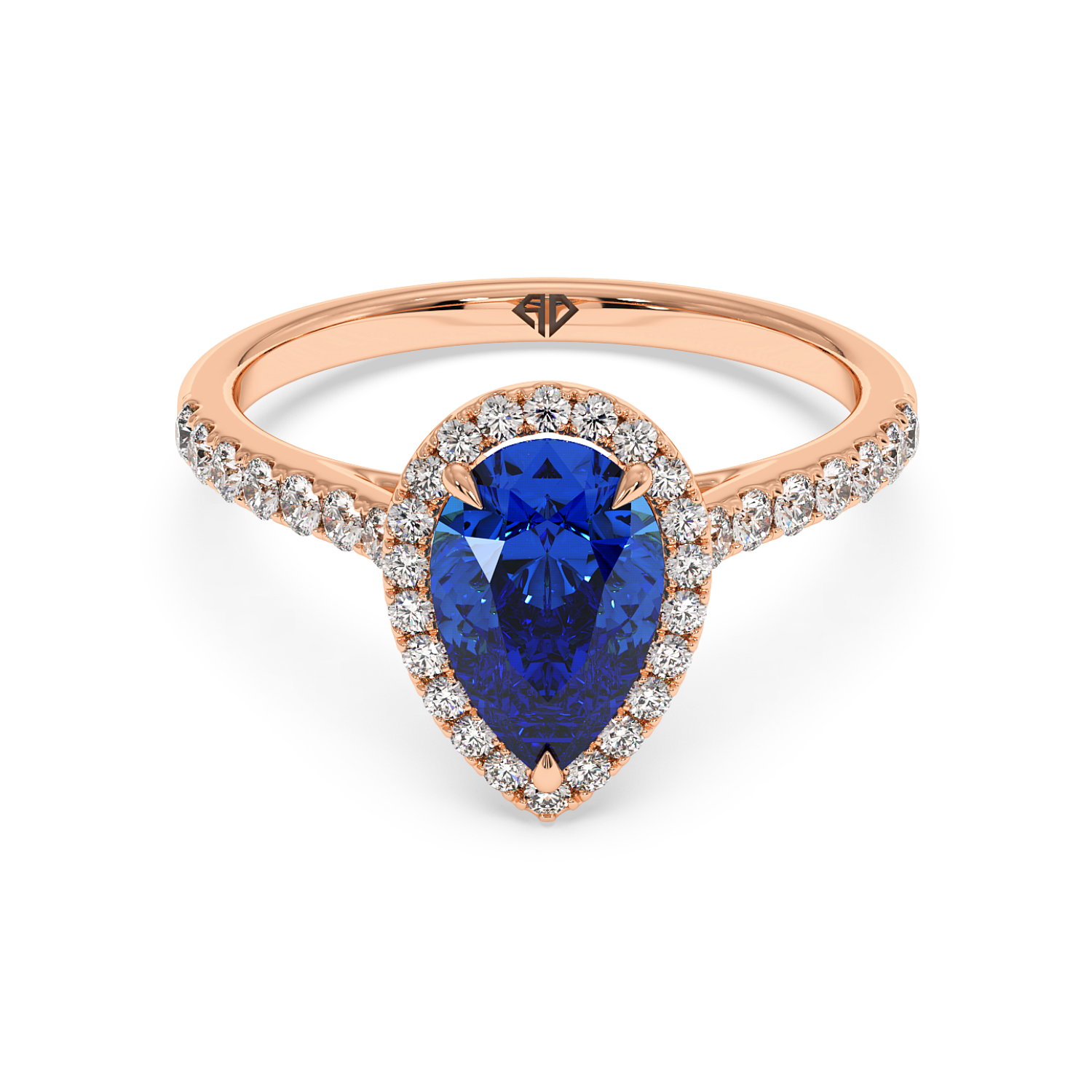 18K Rose Gold Marilyn Diamond Shoulder Hidden Halo Engagement Ring