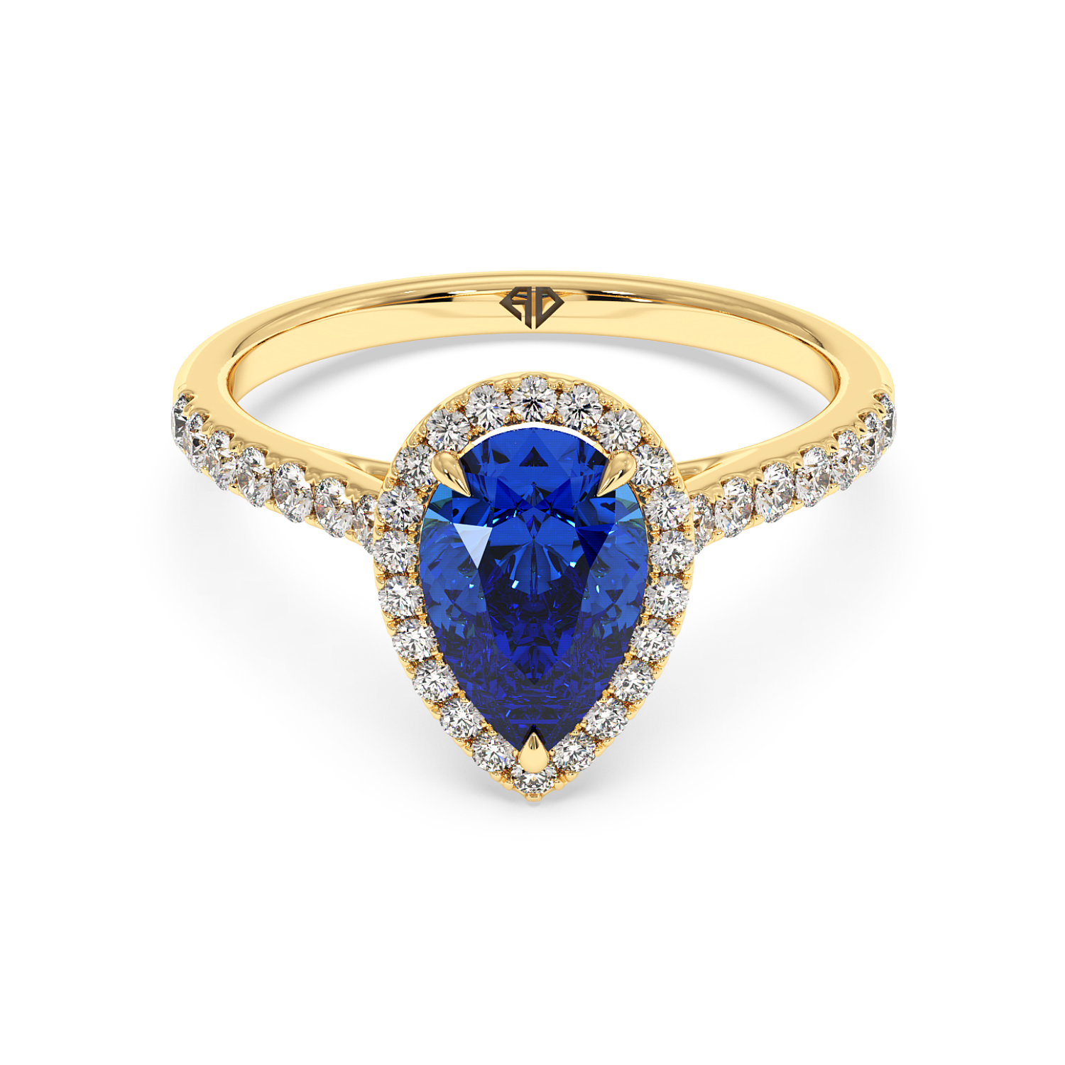 18K Yellow Gold Marilyn Diamond Shoulder Hidden Halo Engagement Ring