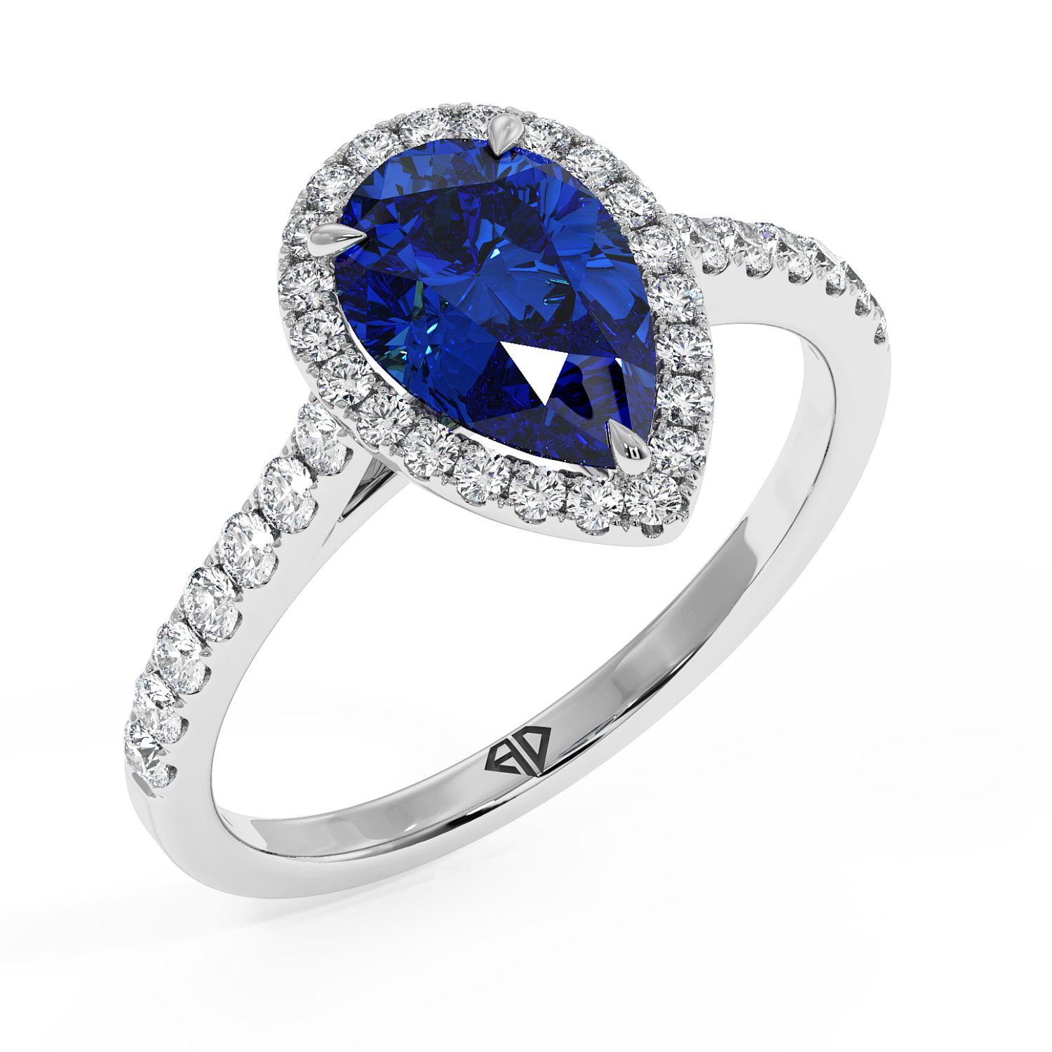 18K White Gold Marilyn Diamond Shoulder Hidden Halo Engagement Ring