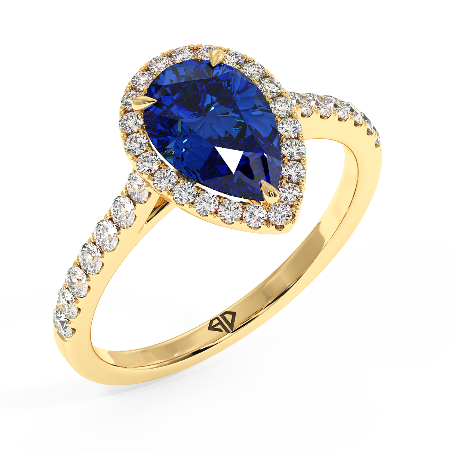 18K Yellow Gold Marilyn Diamond Shoulder Hidden Halo Engagement Ring