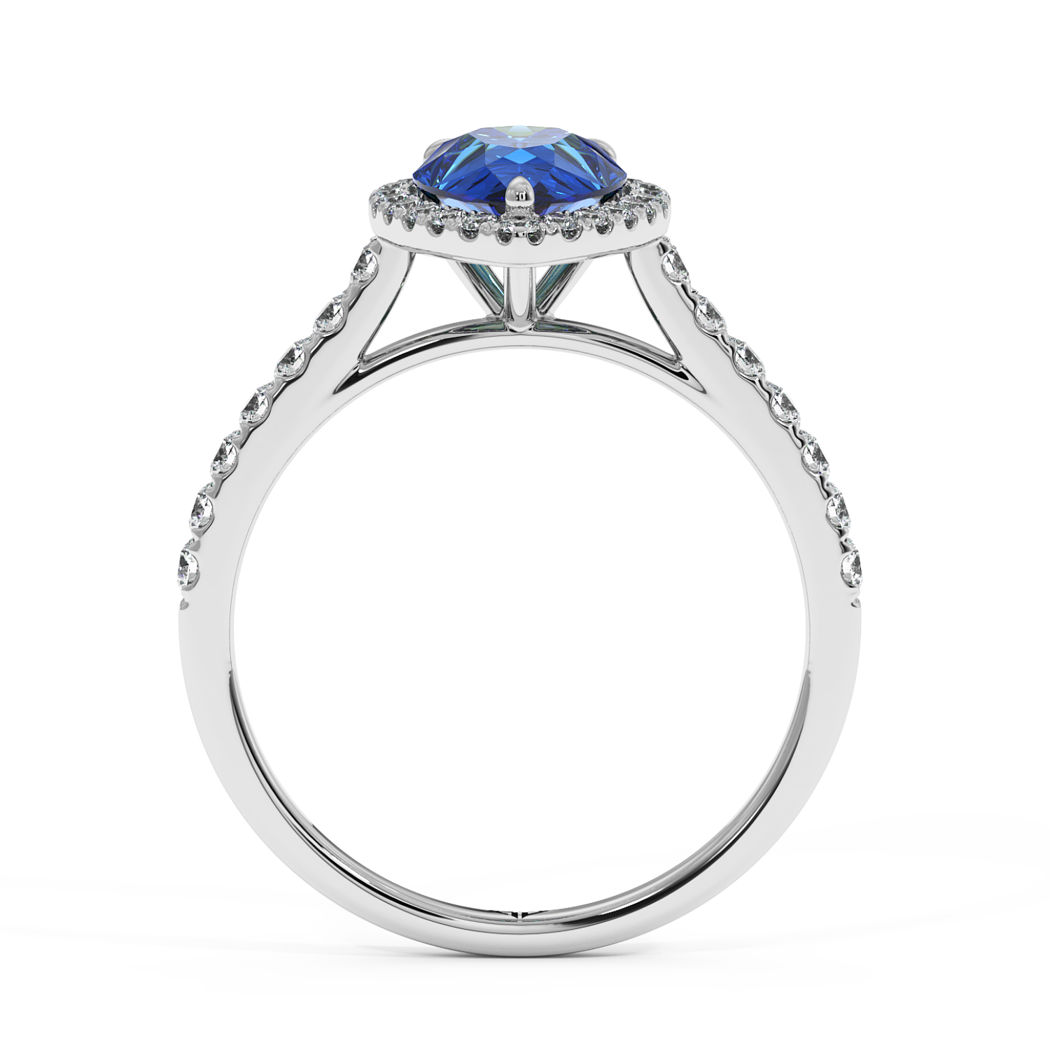 18K White Gold Marilyn Diamond Shoulder Hidden Halo Engagement Ring