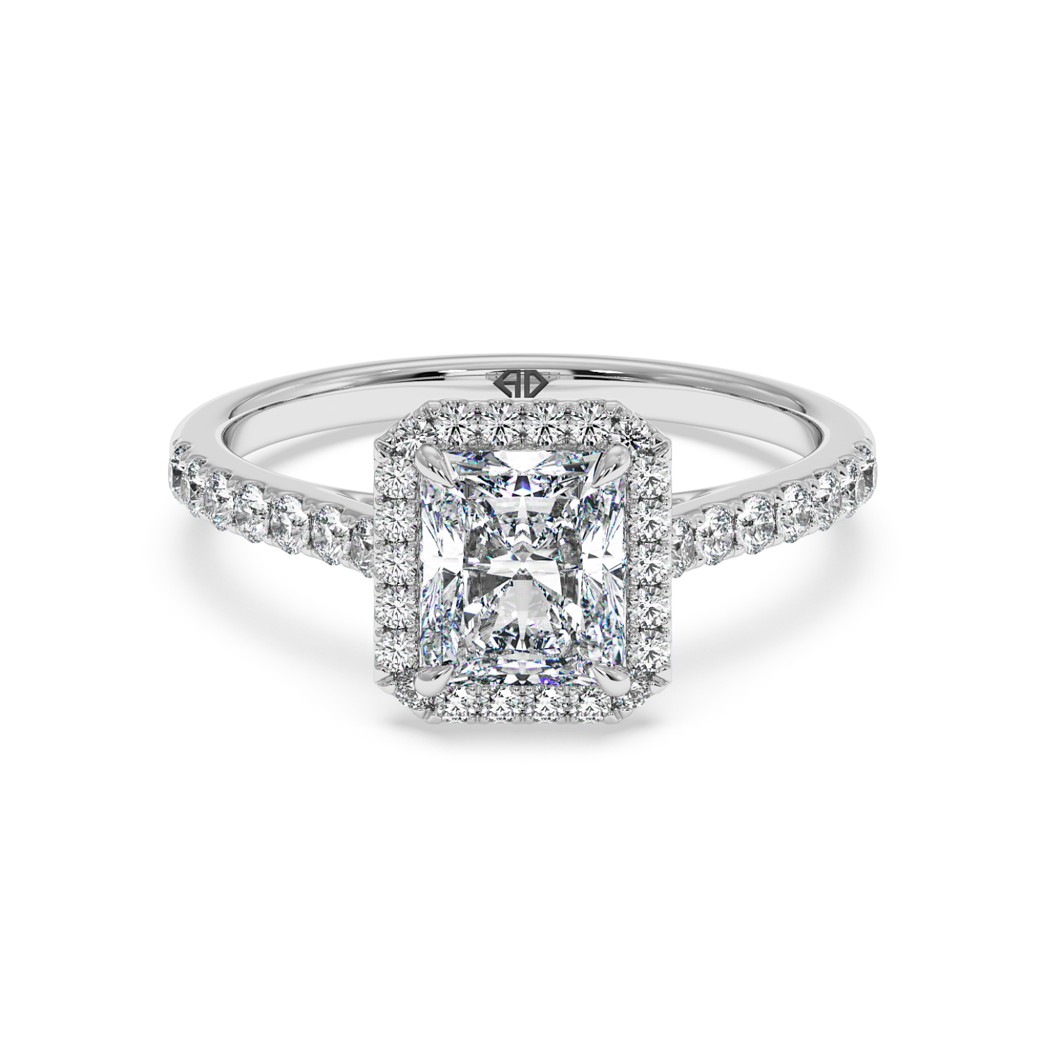 Platinum Marilyn Diamond Shoulder Hidden Halo Engagement Ring