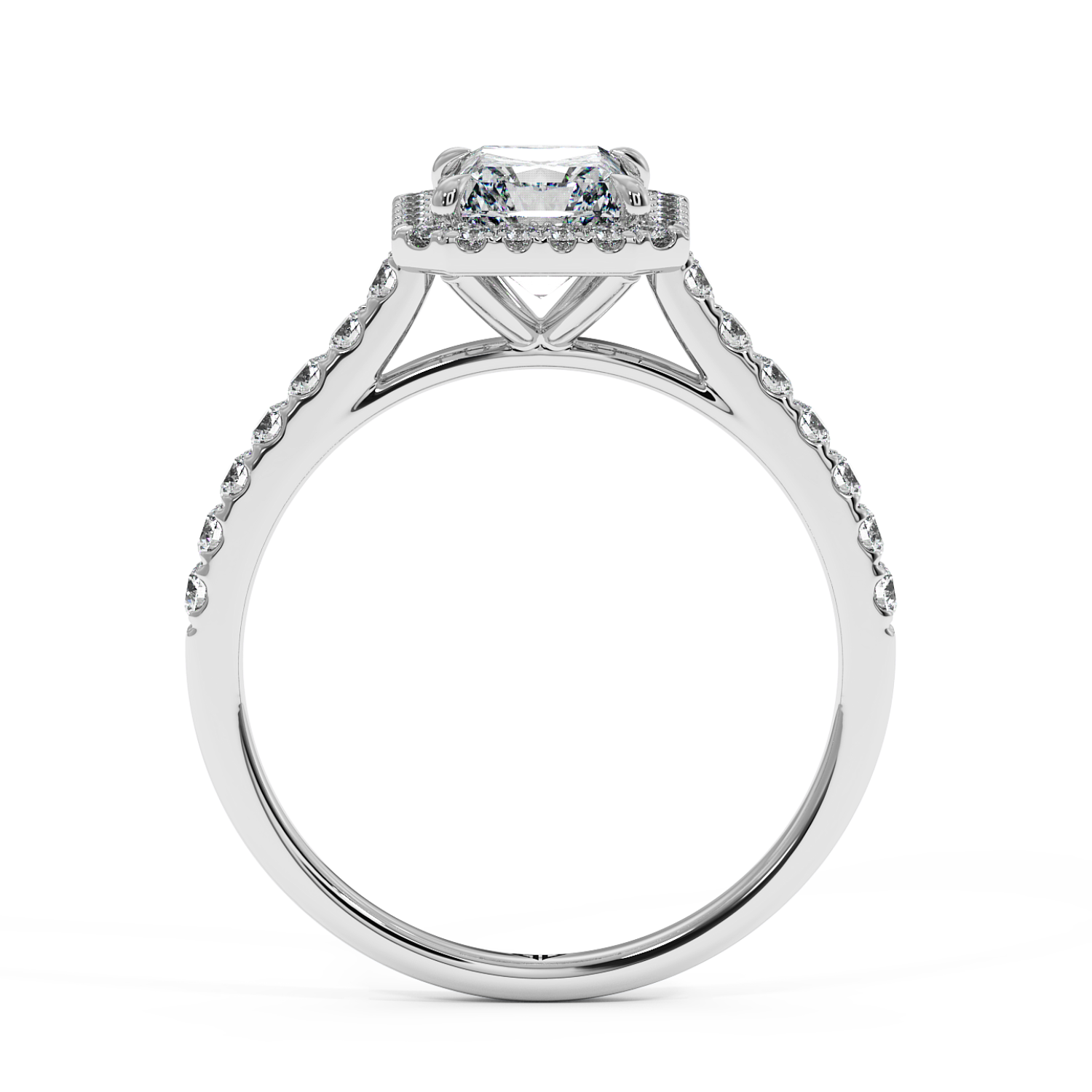 Platinum Marilyn Diamond Shoulder Hidden Halo Engagement Ring