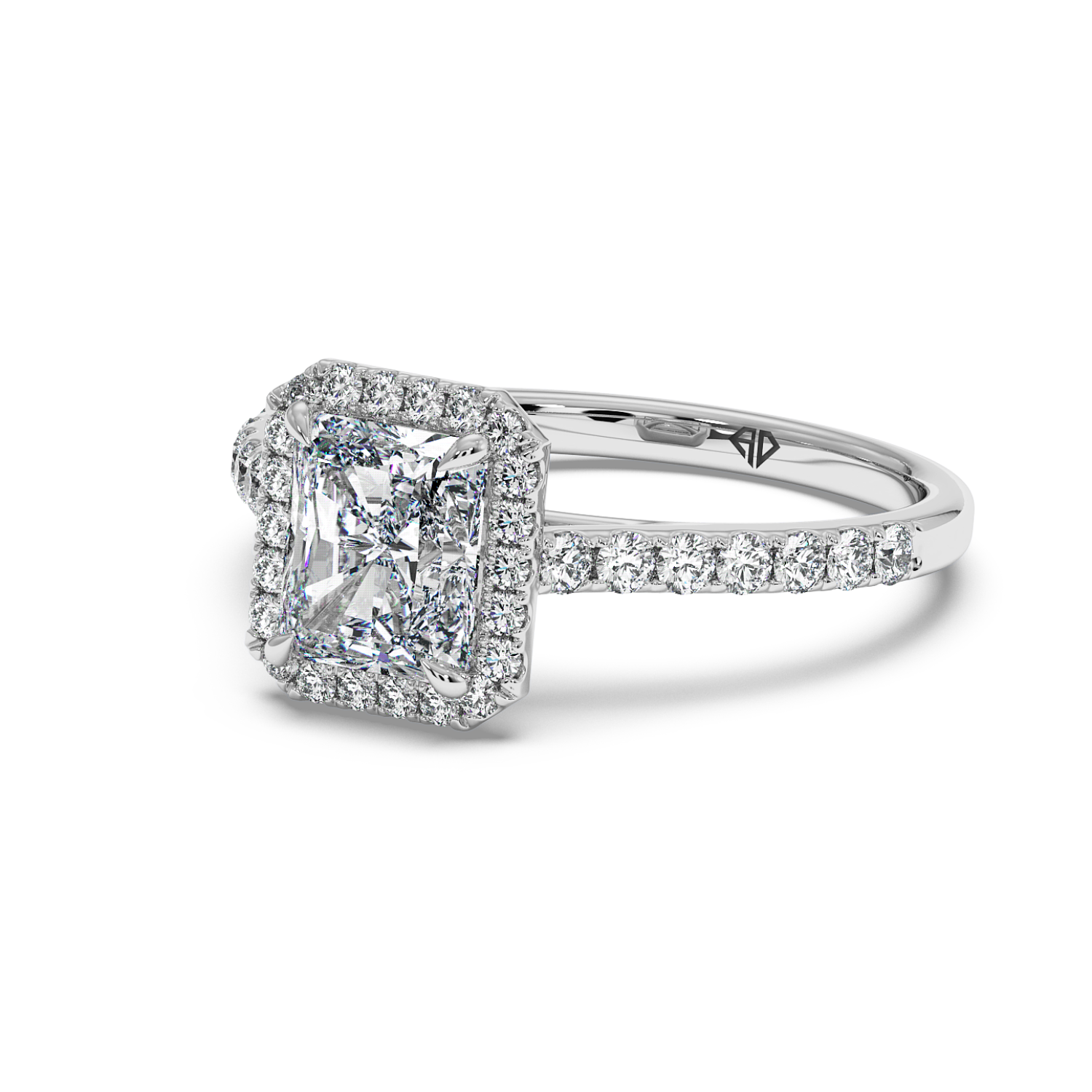 Platinum Marilyn Diamond Shoulder Hidden Halo Engagement Ring