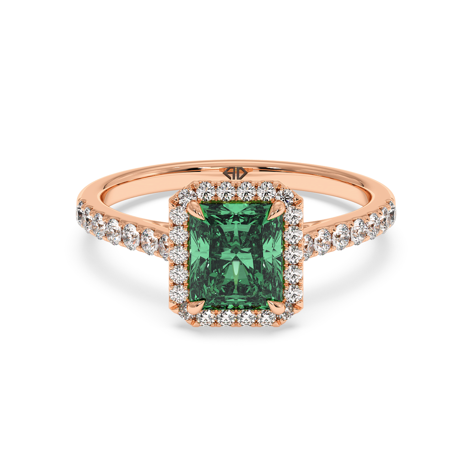 18K Rose Gold Marilyn Diamond Shoulder Hidden Halo Engagement Ring