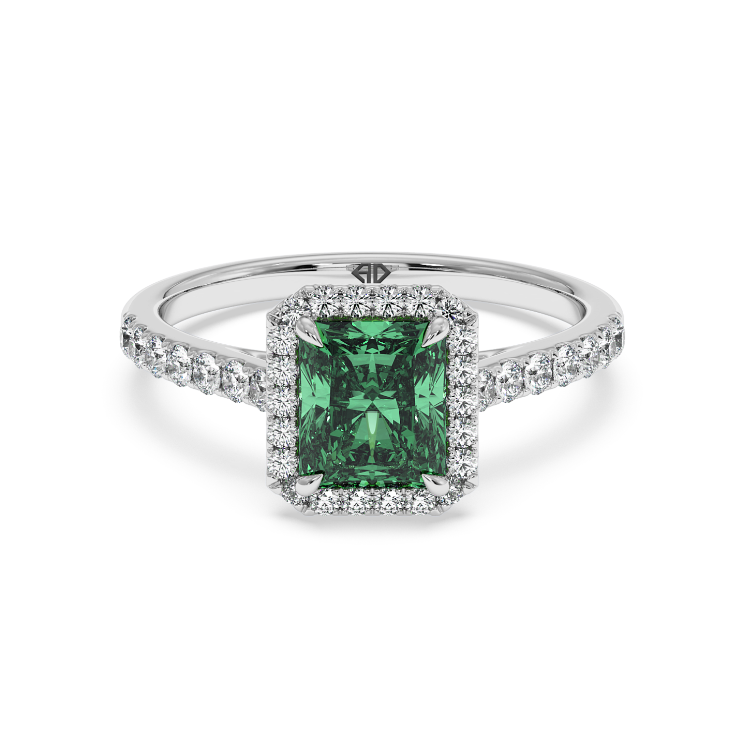 18K White Gold Marilyn Diamond Shoulder Hidden Halo Engagement Ring