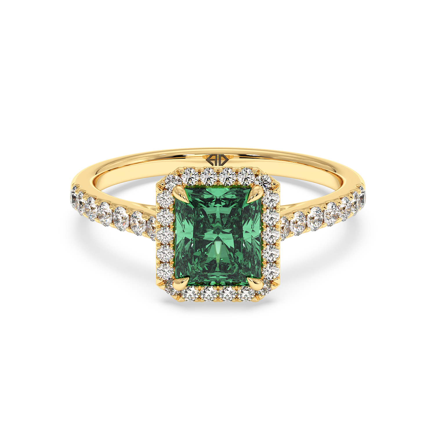 18K Yellow Gold Marilyn Diamond Shoulder Hidden Halo Engagement Ring