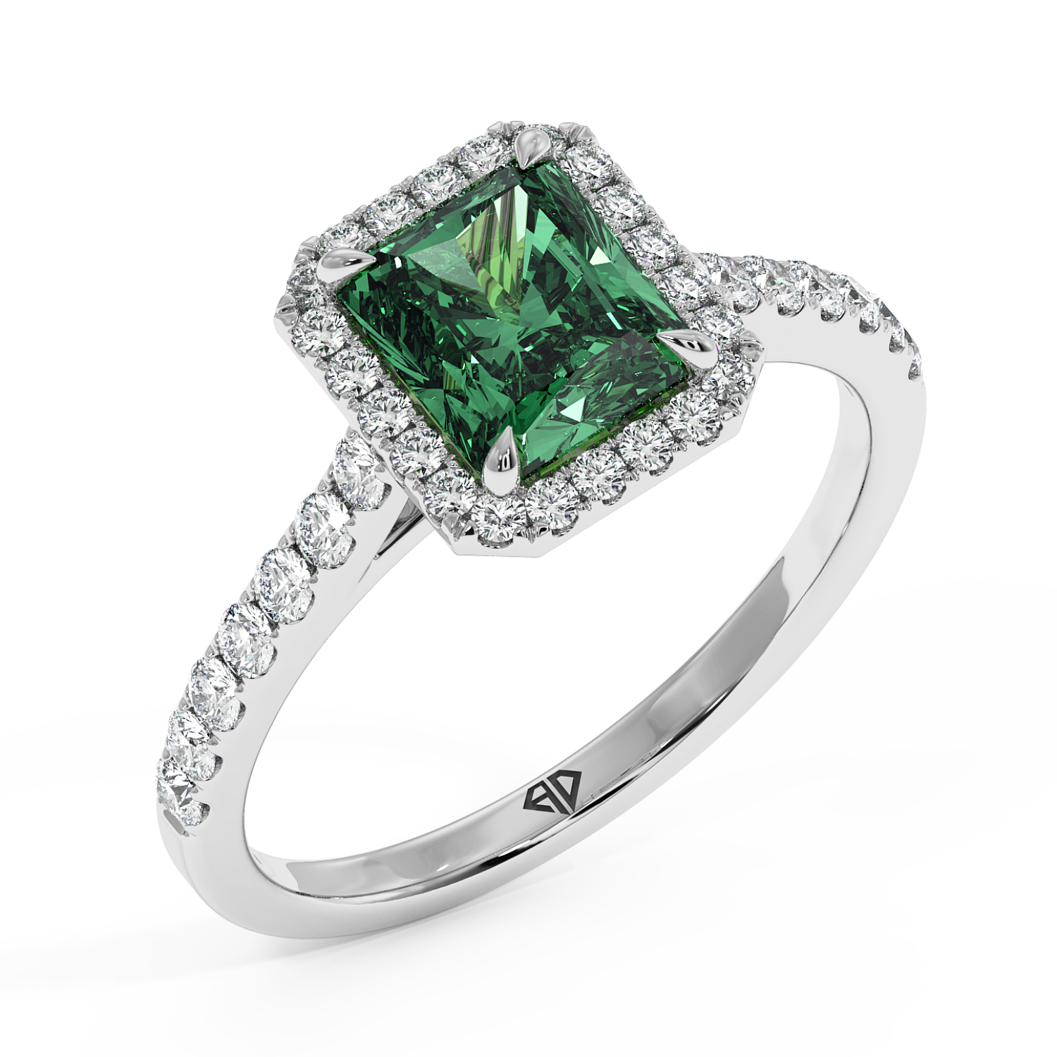 18K White Gold Marilyn Diamond Shoulder Hidden Halo Engagement Ring