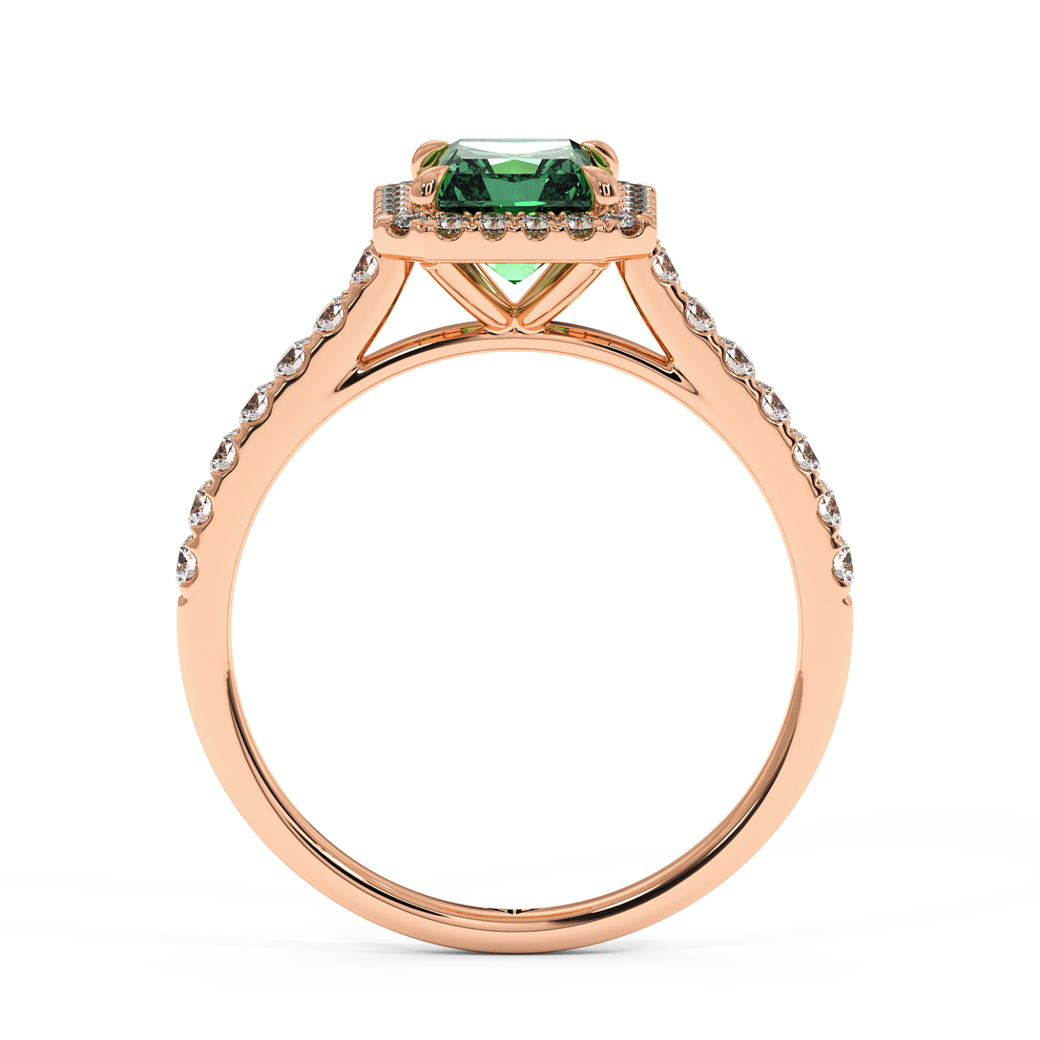 18K Rose Gold Marilyn Diamond Shoulder Hidden Halo Engagement Ring