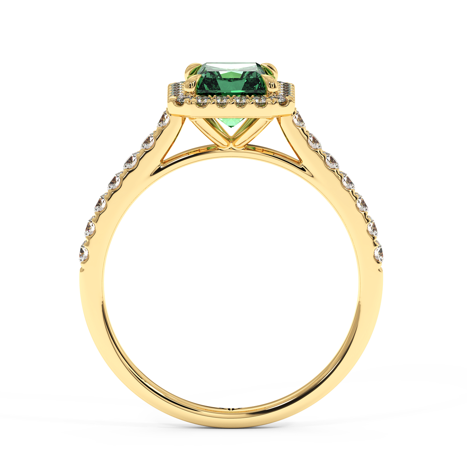 18K Yellow Gold Marilyn Diamond Shoulder Hidden Halo Engagement Ring