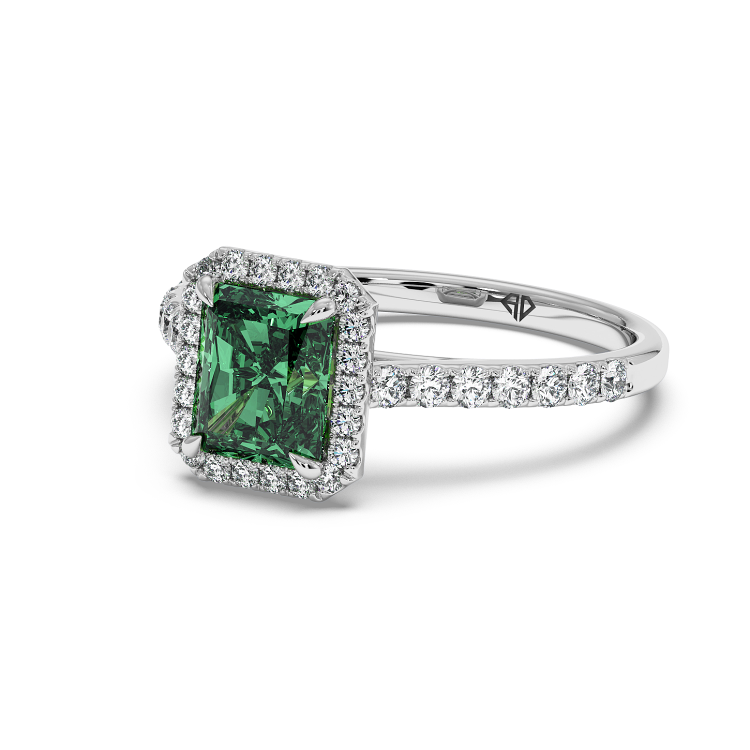 18K White Gold Marilyn Diamond Shoulder Hidden Halo Engagement Ring