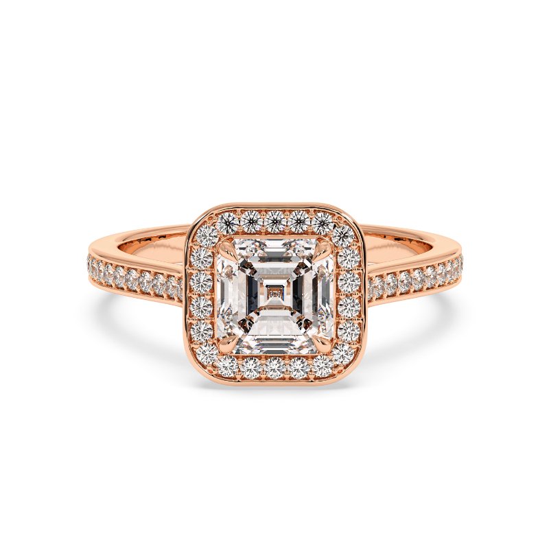 18K Rose Gold Lucia Halo Engagement Ring