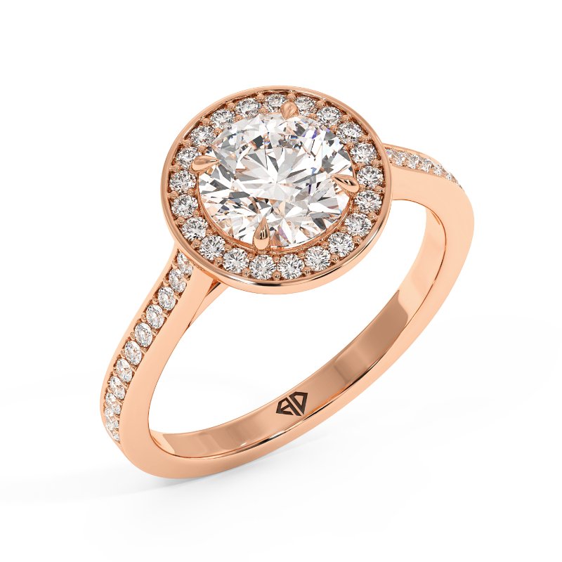 18K Rose Gold Lucia Halo Engagement Ring