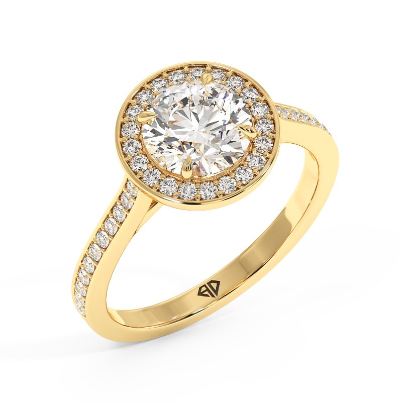 18K Yellow Gold Lucia Halo Engagement Ring
