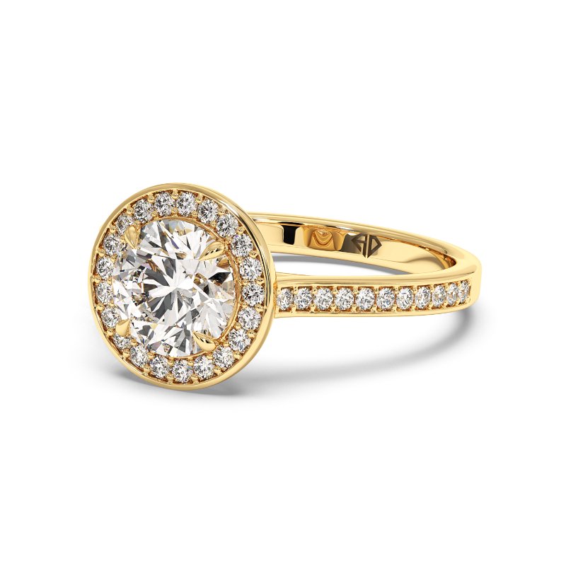 18K Yellow Gold Lucia Halo Engagement Ring