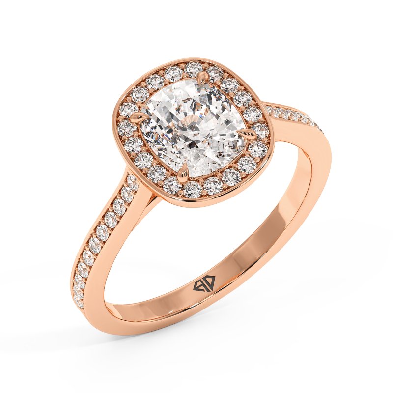 18K Rose Gold Lucia Halo Engagement Ring