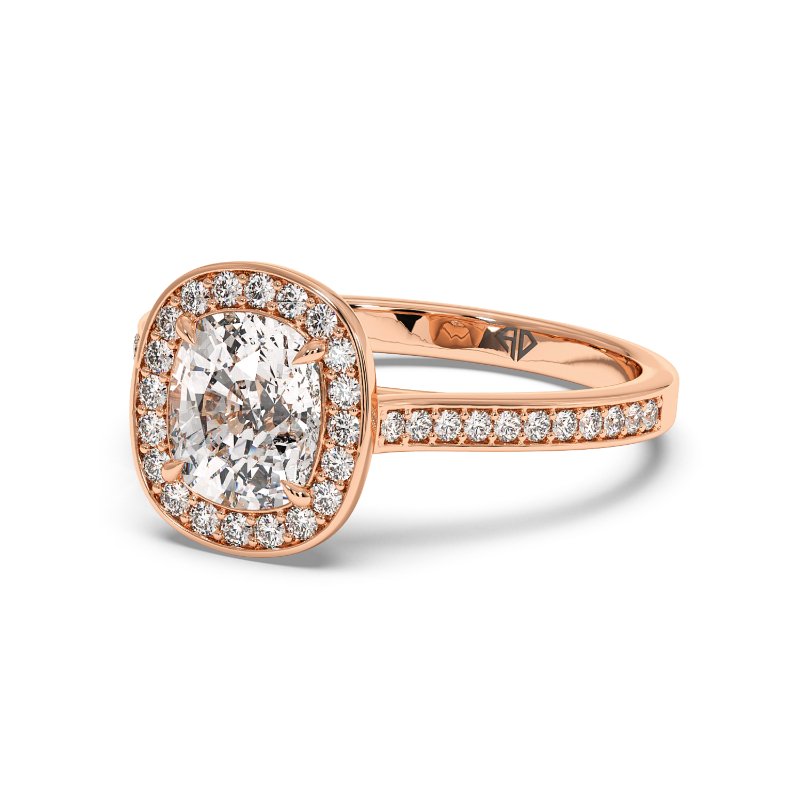 18K Rose Gold Lucia Halo Engagement Ring
